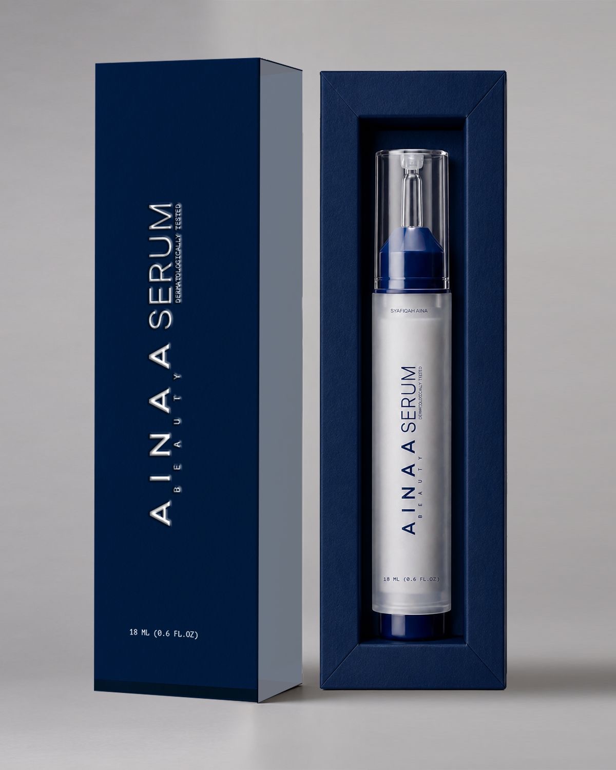 Packaging baru Chapter 10, kotak navy, botol frosted, nama terukir